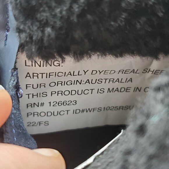 HUNTER Womens 'Commando' Black/Navy Suede Waterproof Boots Sz 7 Sheep Fur Lined‎ - Picture 12 of 14